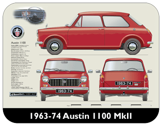 Austin 1100 MkII 1963-74 Place Mat, Medium